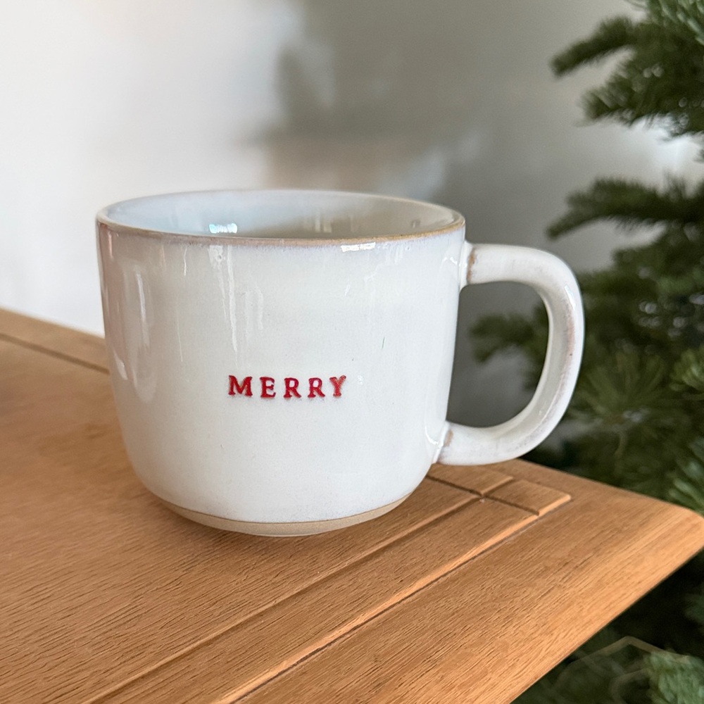 Hearth & Hand White Mug with Red 'Merry' Text